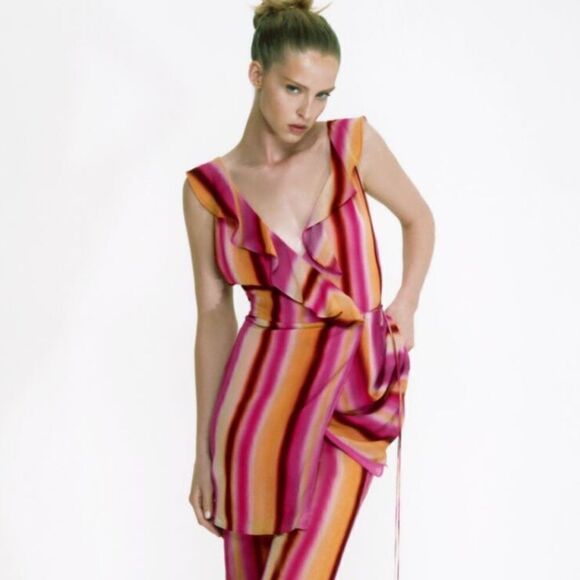 ZARA TIE-DYE RUFFLED DRESS - Picture 1 of 9
